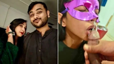 Sexy Indian Wife Gives Sloppy Blowjob Until Husband Cum in Her Mouth