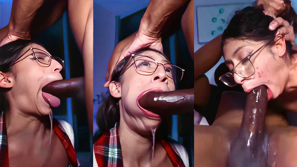 Nerd Latina Facefucked Hard by Big Black Cock