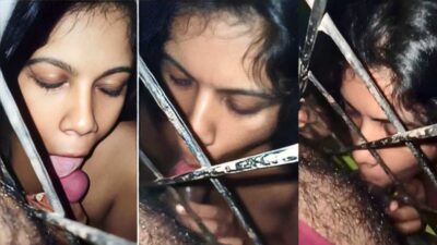 Horny Desi Slut Sucking Dick at Closed Gate